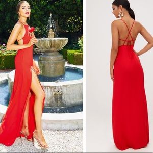 Prettylittlething Dresses Red Strappy Back Detail Chiffon Maxi Dress Poshmark
